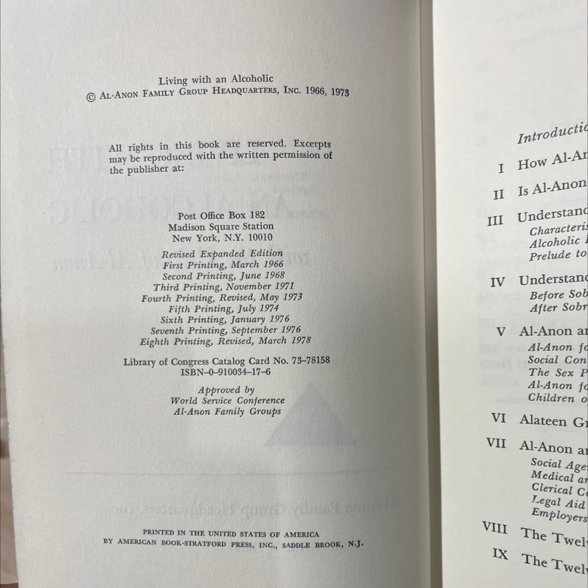 living with an alcoholic with the help of al-anon book, by world al-anon family group headquarters, inc., 1978 Hardcover image 3