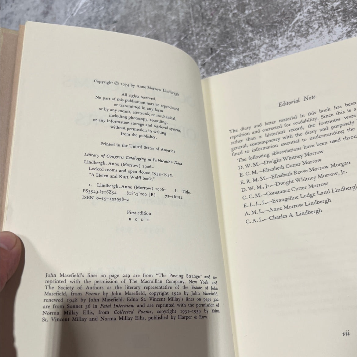 locked rooms and open doors diaries and letters of anne morrow lindbergh 1933-1935 book, by Anne Morrow Lindbergh, 1974 image 3