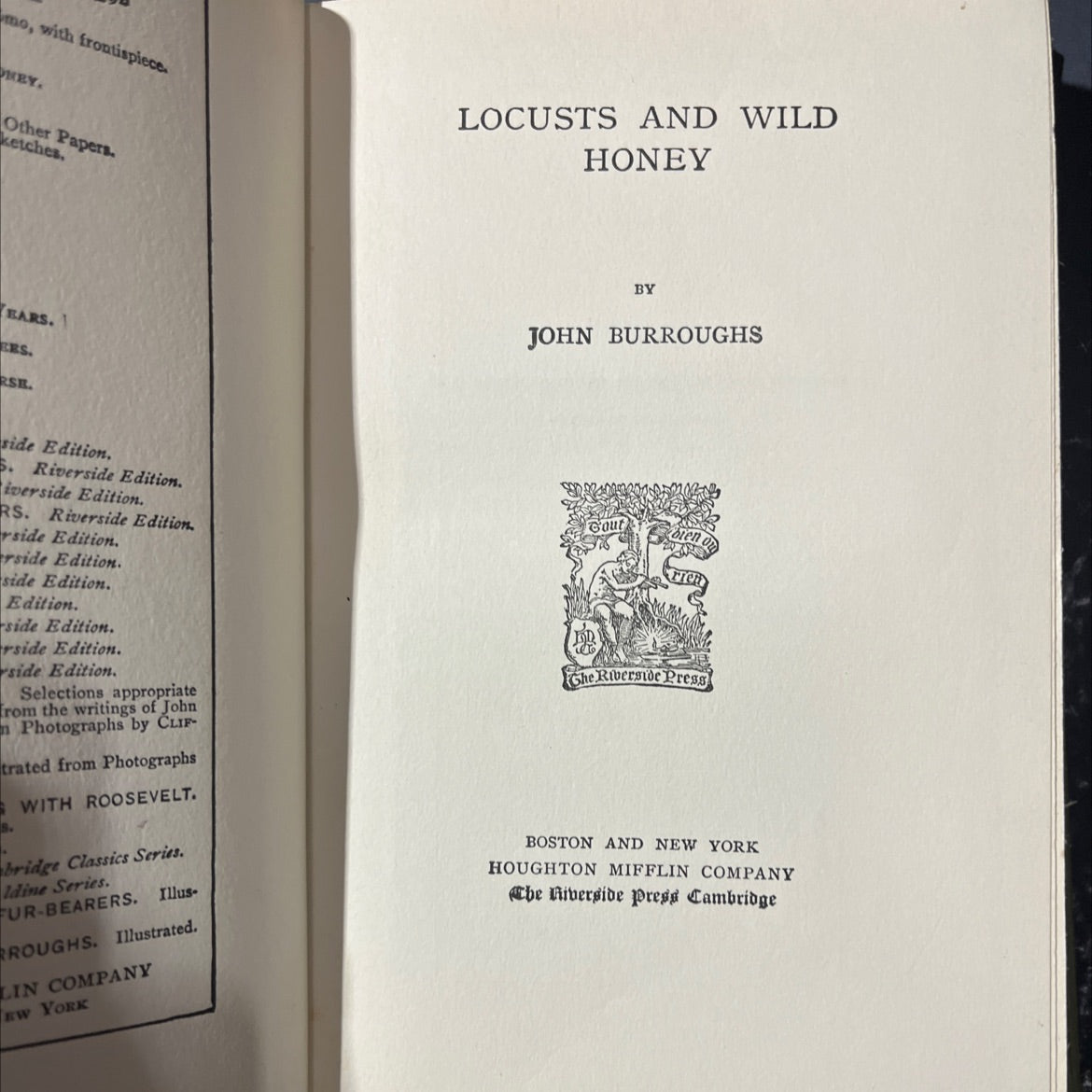locusts and wild honey book, by john burroughs, 1921 Hardcover image 2