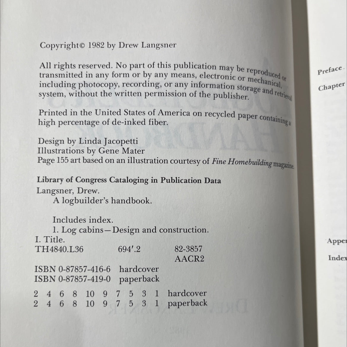 logbuilder's handbook book, by drew langsner, 1982 Hardcover image 3