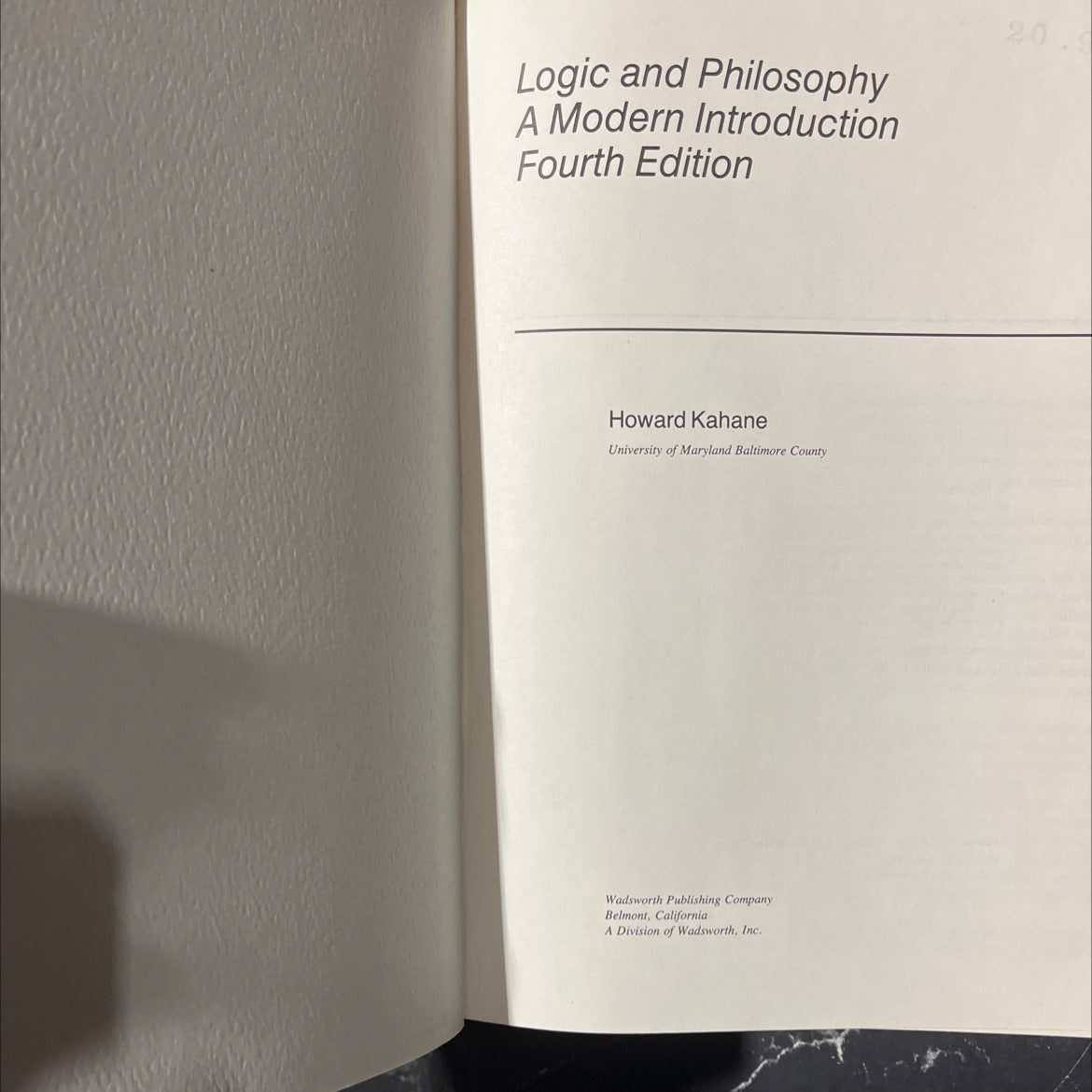 logic and philosophy book, by Howard Kahane, 1982 Hardcover image 2