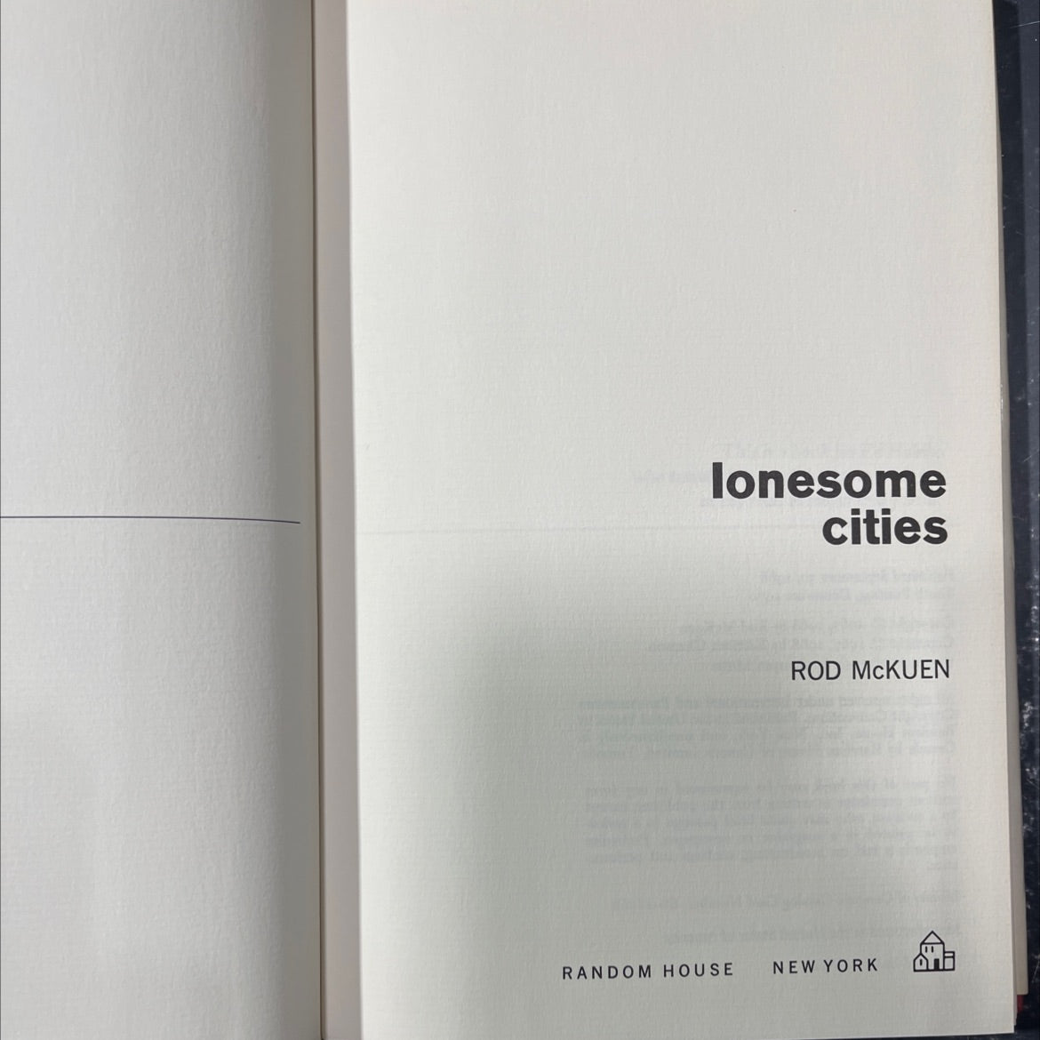 lonesome cities book, by Rod McKuen, 1970 Hardcover image 2