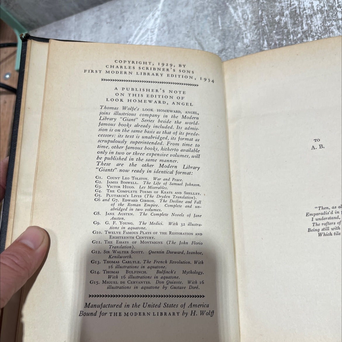 look homeward, angel a story of the buried life book, by thomas wolfe, 1929 Leather image 3