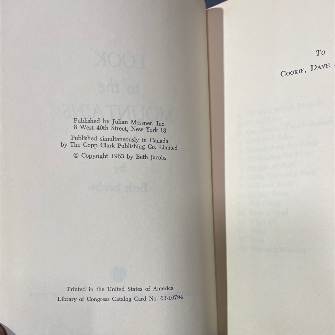 look to the mountains book, by beth jacobs, 1963 Hardcover image 3