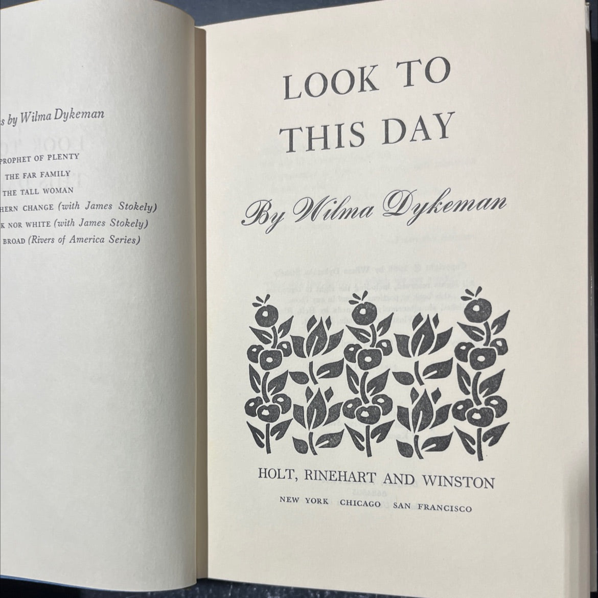 look to this day book, by Wilma Dykeman, 1968 Hardcover image 2