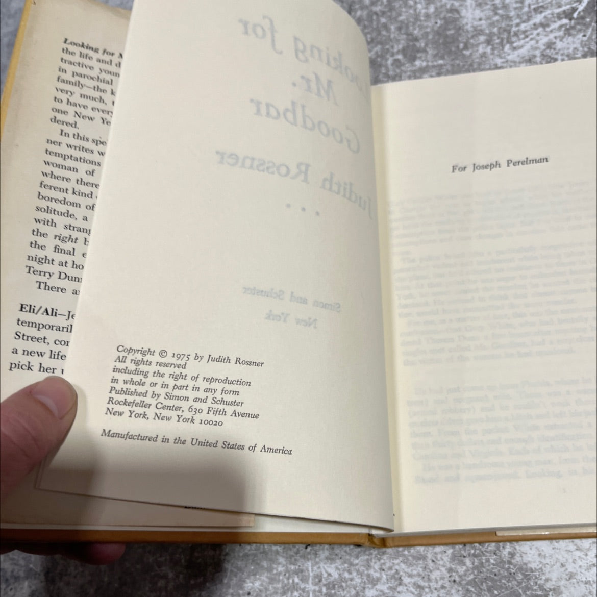 looking for mr. goodbar book, by judith rossner, 1975 Hardcover image 3