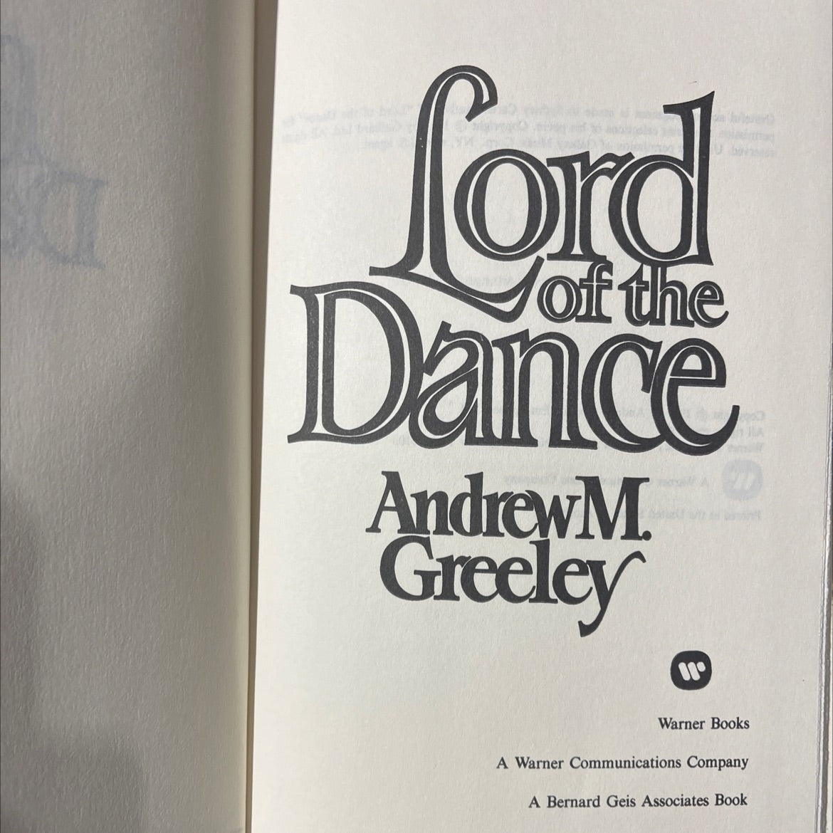lord of the dance book, by andrew m. greeley, 1984 Hardcover image 2