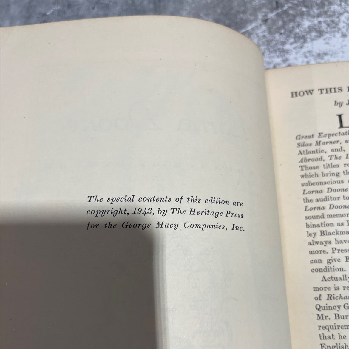 lorna doone a romance of exmoor book, by r. d. blackmore, 1943 Hardcover image 3