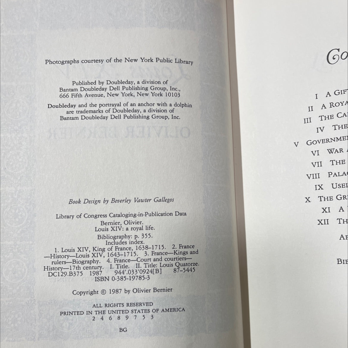 louis xiv: a royal life book, by olivier bernier, 1987 Hardcover image 3