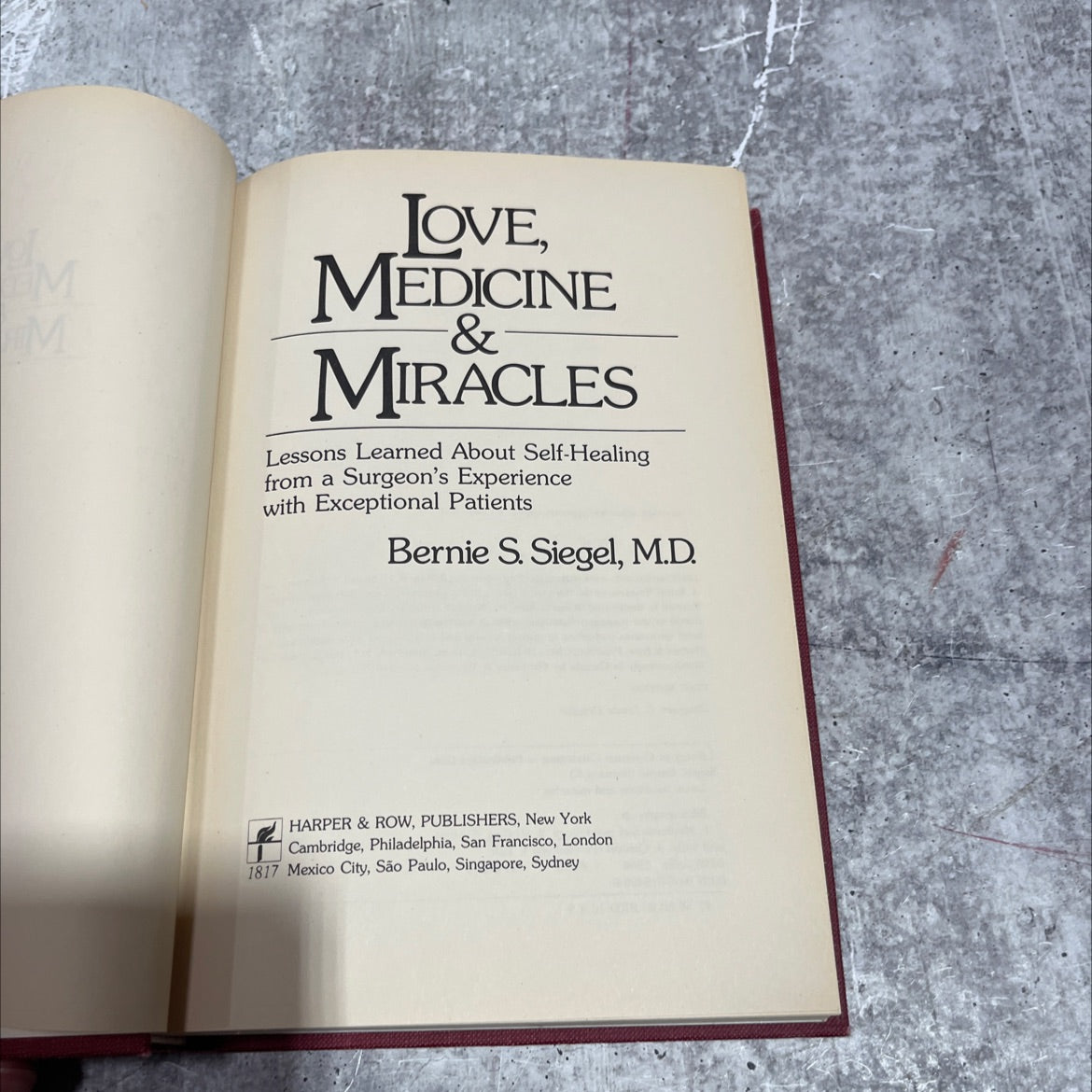 love, medicine & miracles book, by Bernie S. Siegel, M.D., 1986 Hardcover image 2