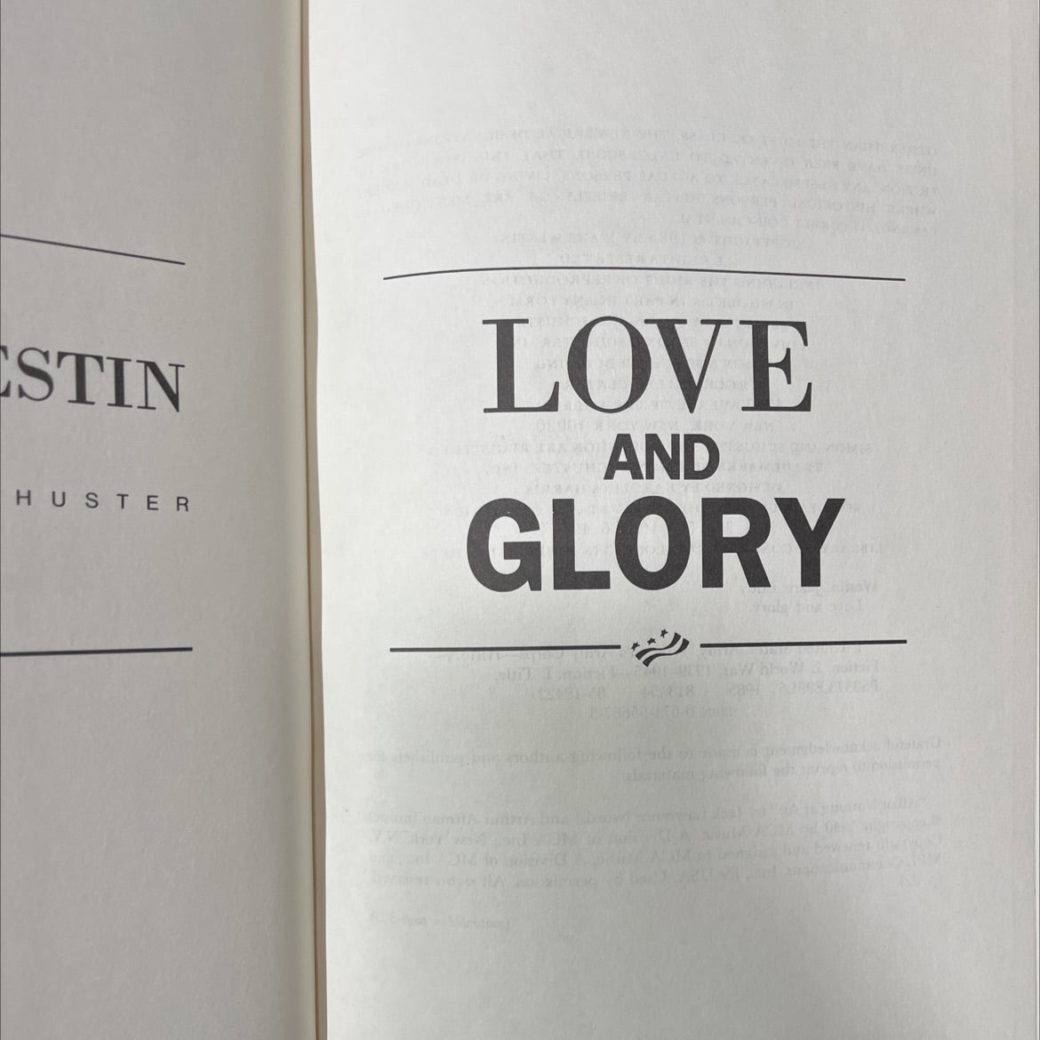 love and glory book, by jeane westin, 1985 Hardcover image 2