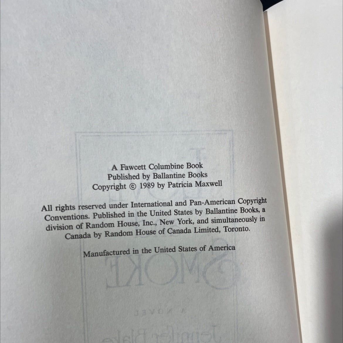 love and smoke book, by Jennifer Blake, 1989 Hardcover image 3