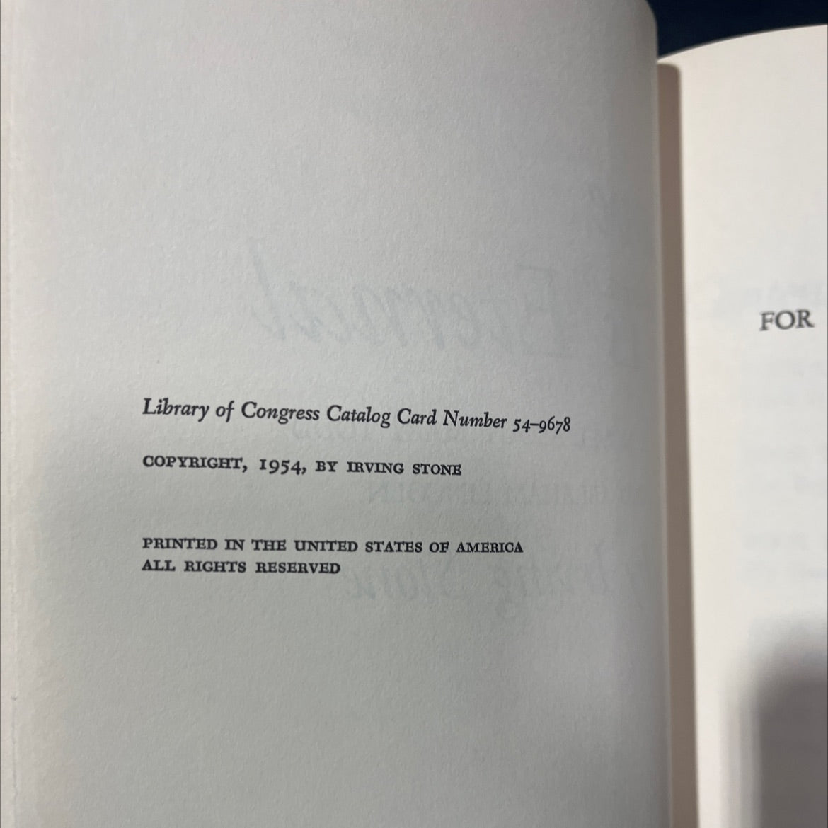 love is eternal a novel about mary todd and abraham lincoln book, by irving stone, 1954 Hardcover image 3