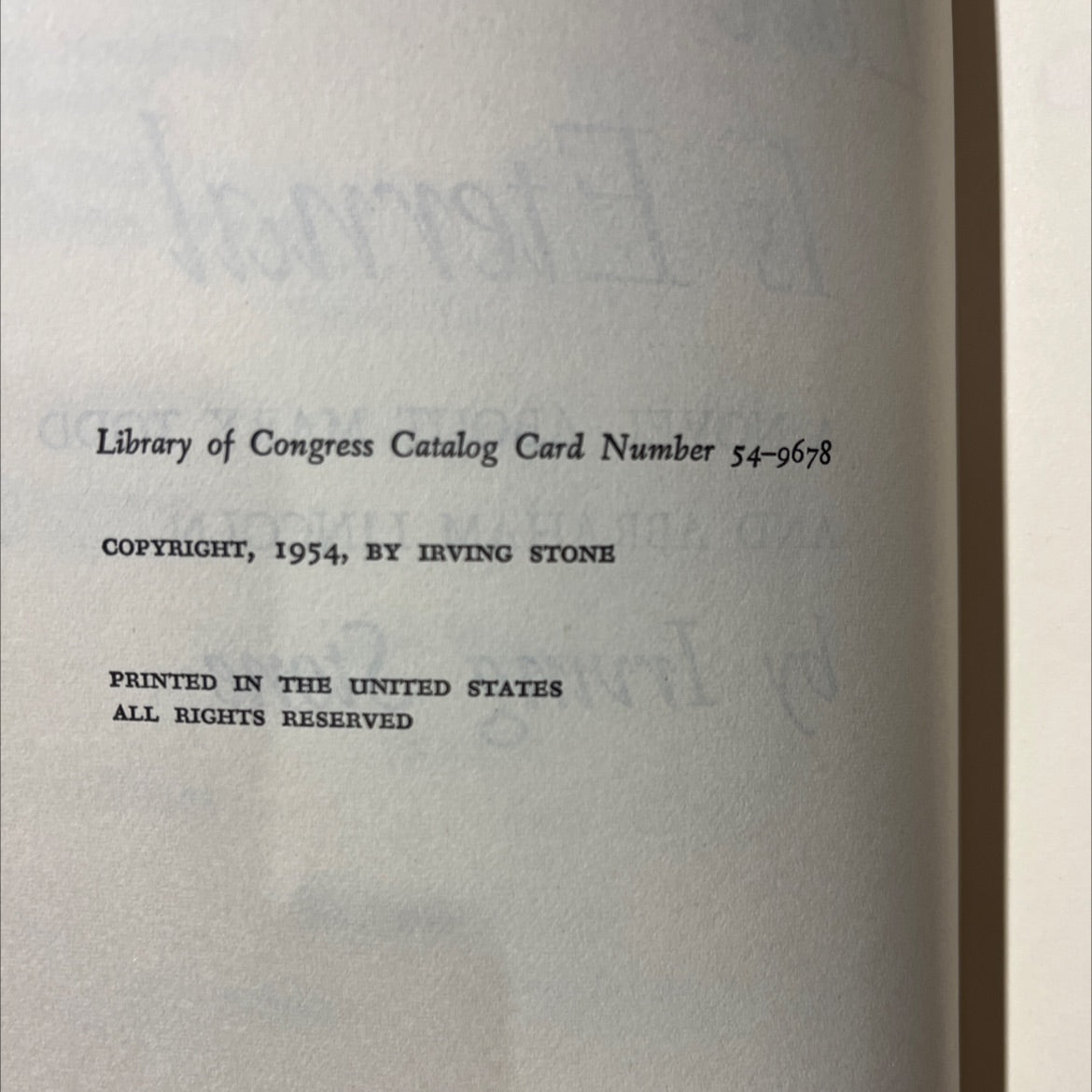 love is eternal a novel about mary todd and abraham lincoln book, by irving stone, 1955 Hardcover image 3