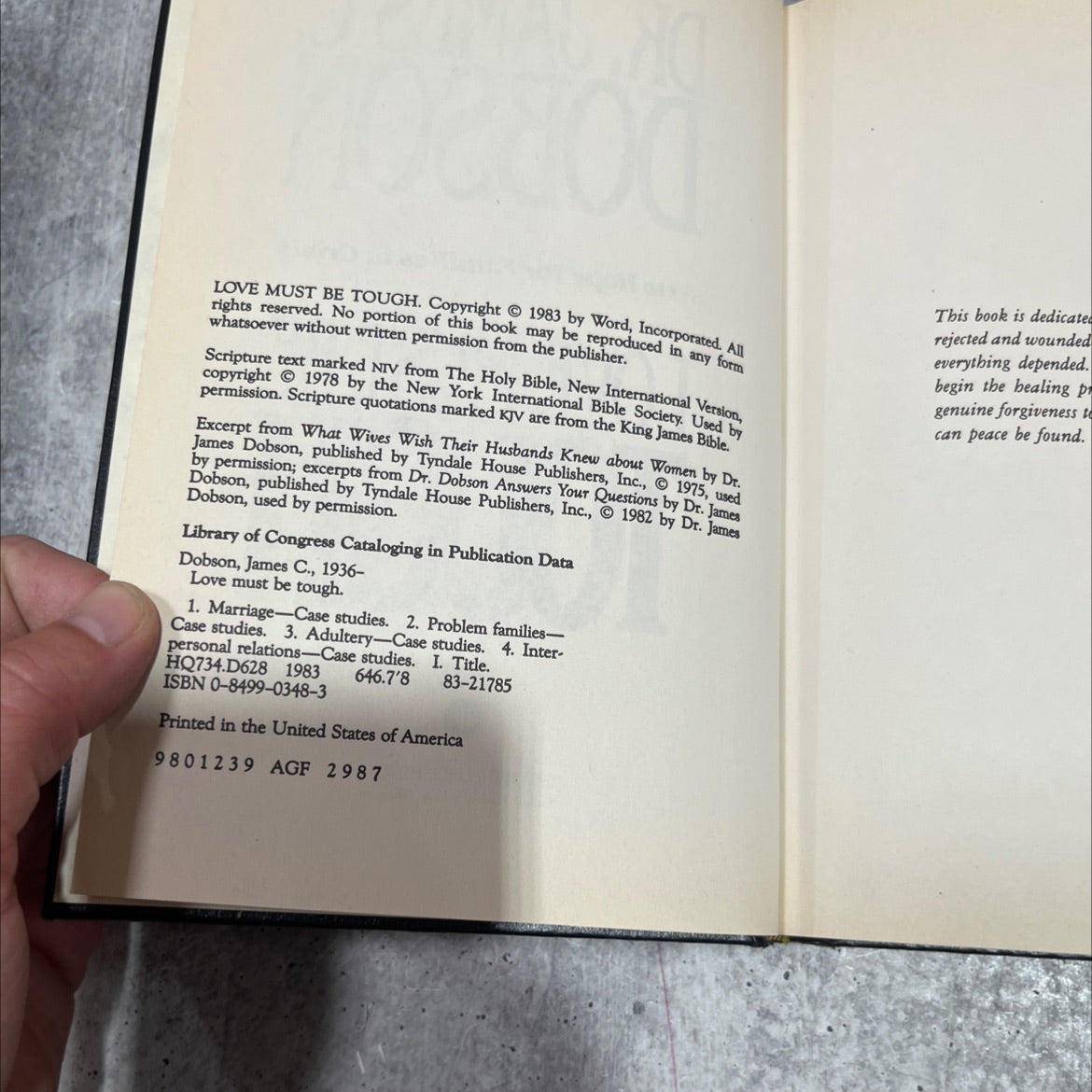 love must be tough book, by dr. james c. dobson, 1983 Hardcover image 3