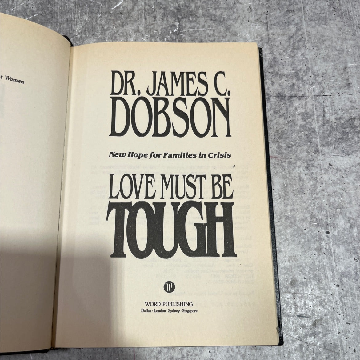 love must be tough book, by dr. james c. dobson, 1983 Hardcover image 2