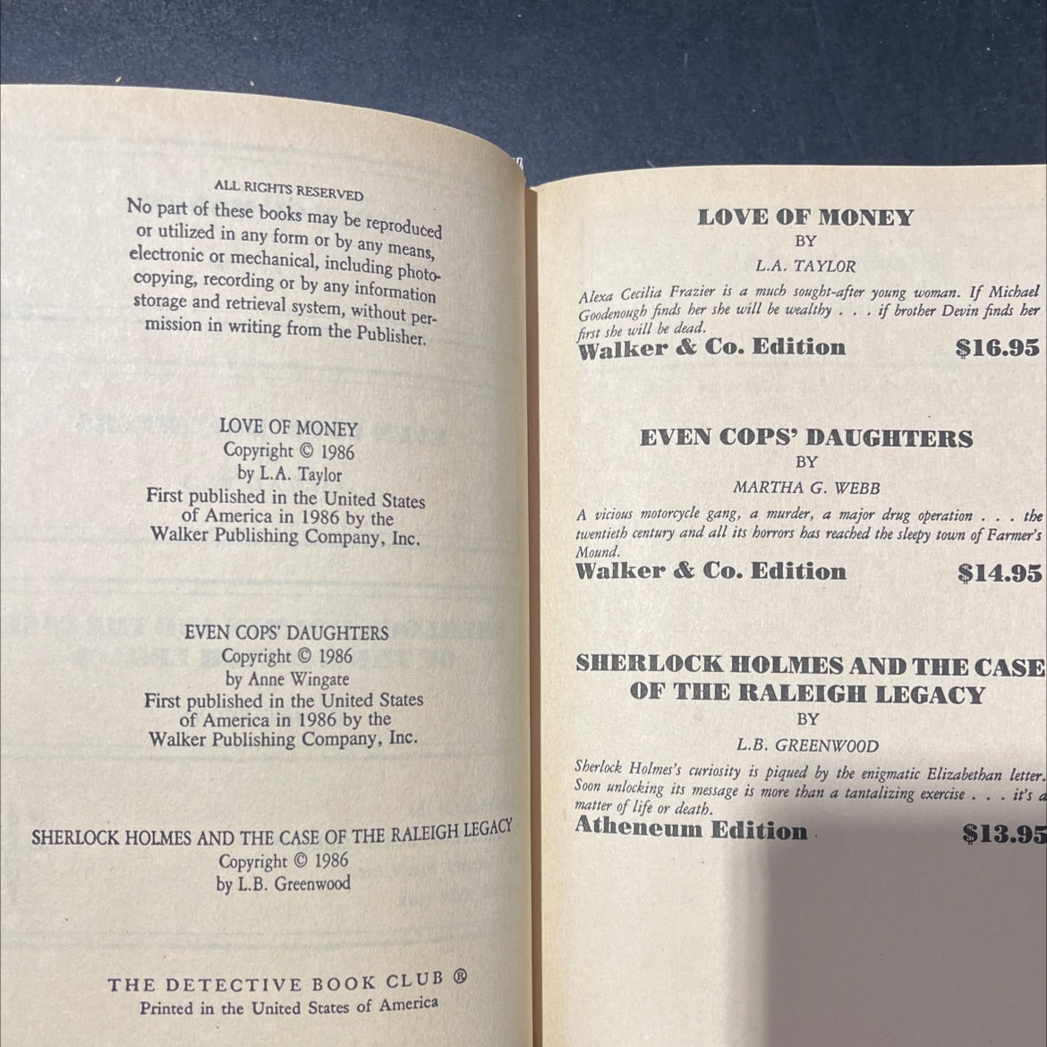 love of money book, by l.a. taylor, 1986 Hardcover image 3