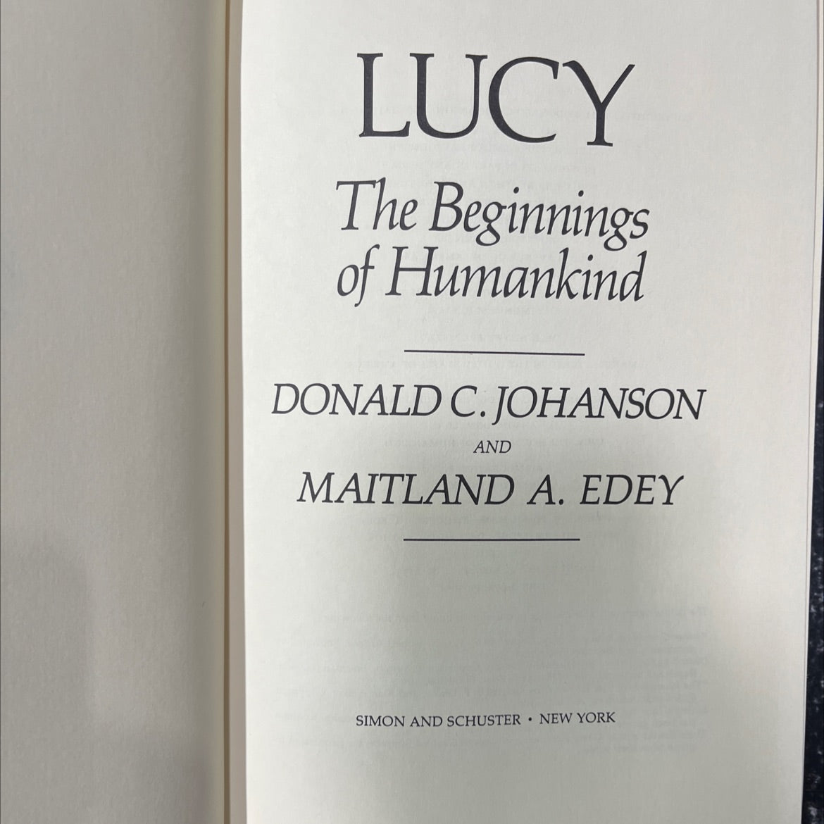 lucy the beginnings of humankind book, by donald c. johanson and maitland a. edey, 1981 Hardcover image 2