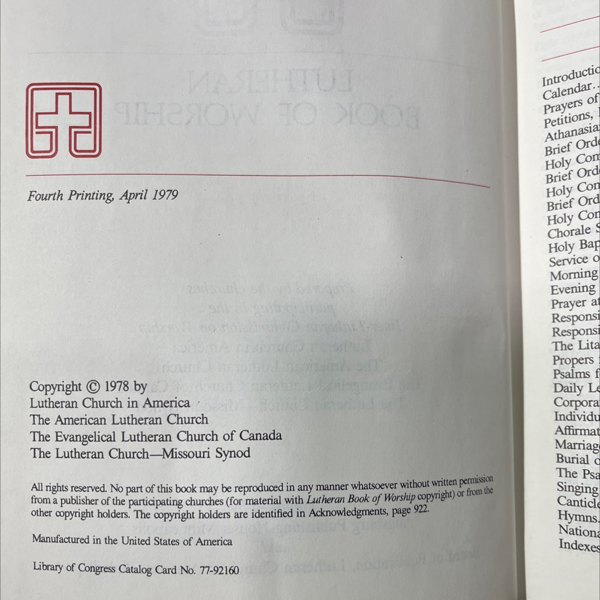 lutheran book of worship book, by unknown, 1979 Hardcover image 3