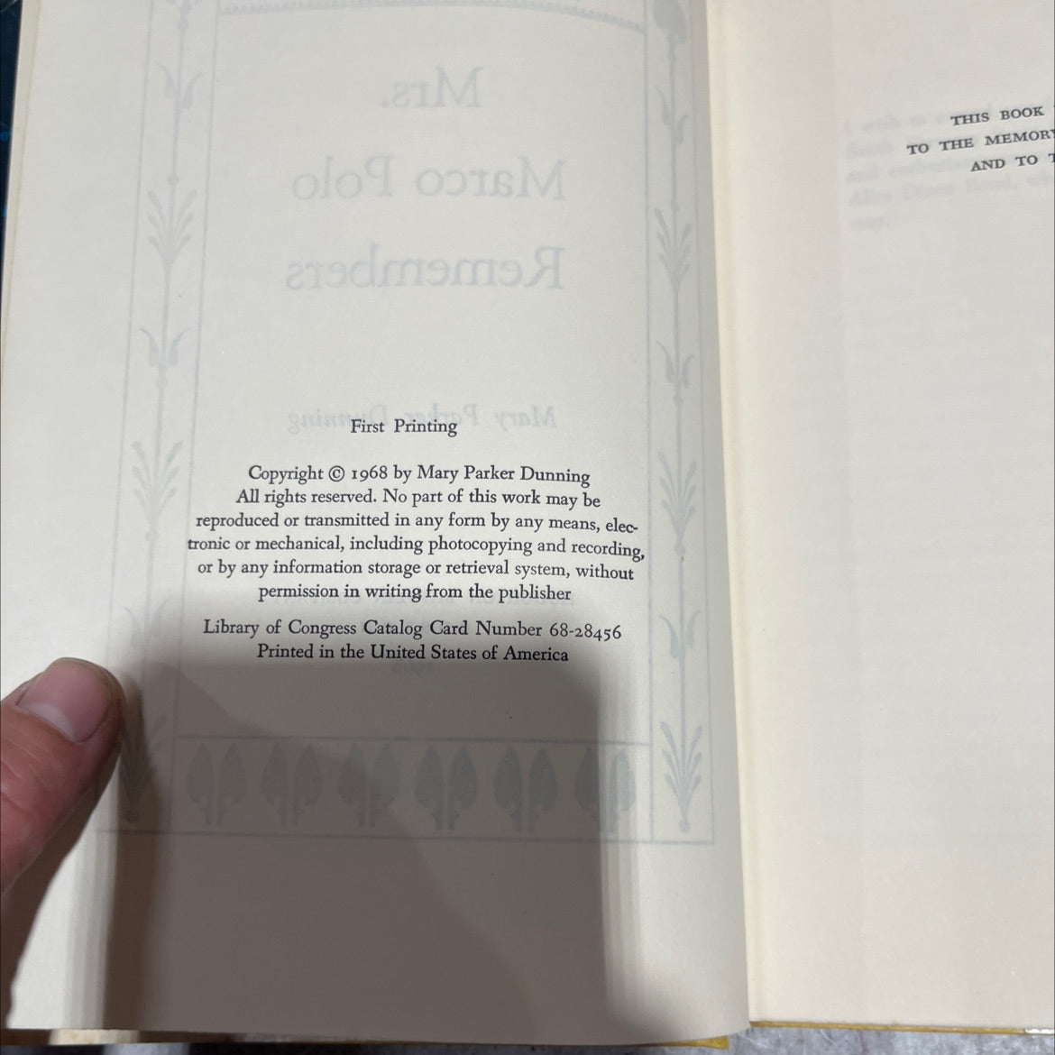 m.m ms a mrs. marco polo remembers book, by mary parker dunning, 1968 Hardcover image 3