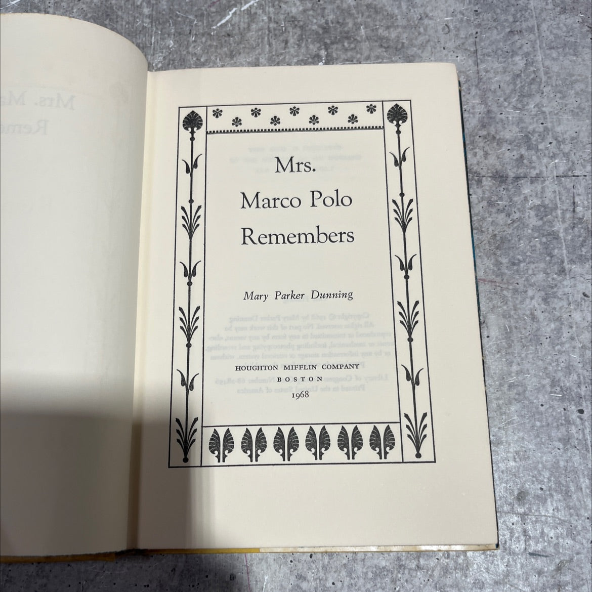m.m ms a mrs. marco polo remembers book, by mary parker dunning, 1968 Hardcover image 2