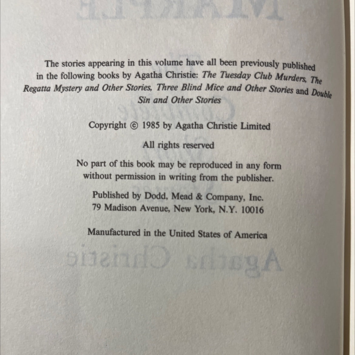 m miss marple the complete short stories book, by Agatha Christie, 1985 Hardcover image 3