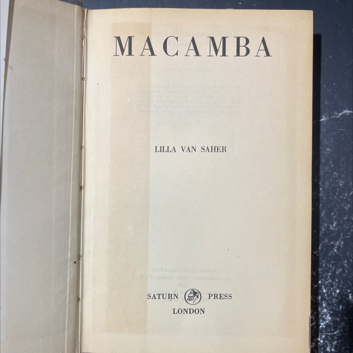 macamba book, by Lilla Van Saher, 1949 Hardcover image 2