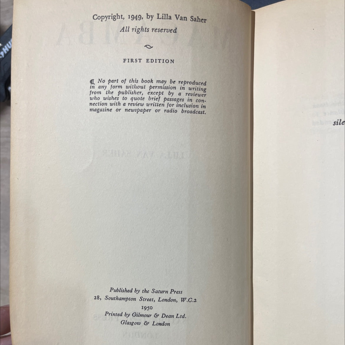 macamba book, by Lilla Van Saher, 1949 Hardcover image 3