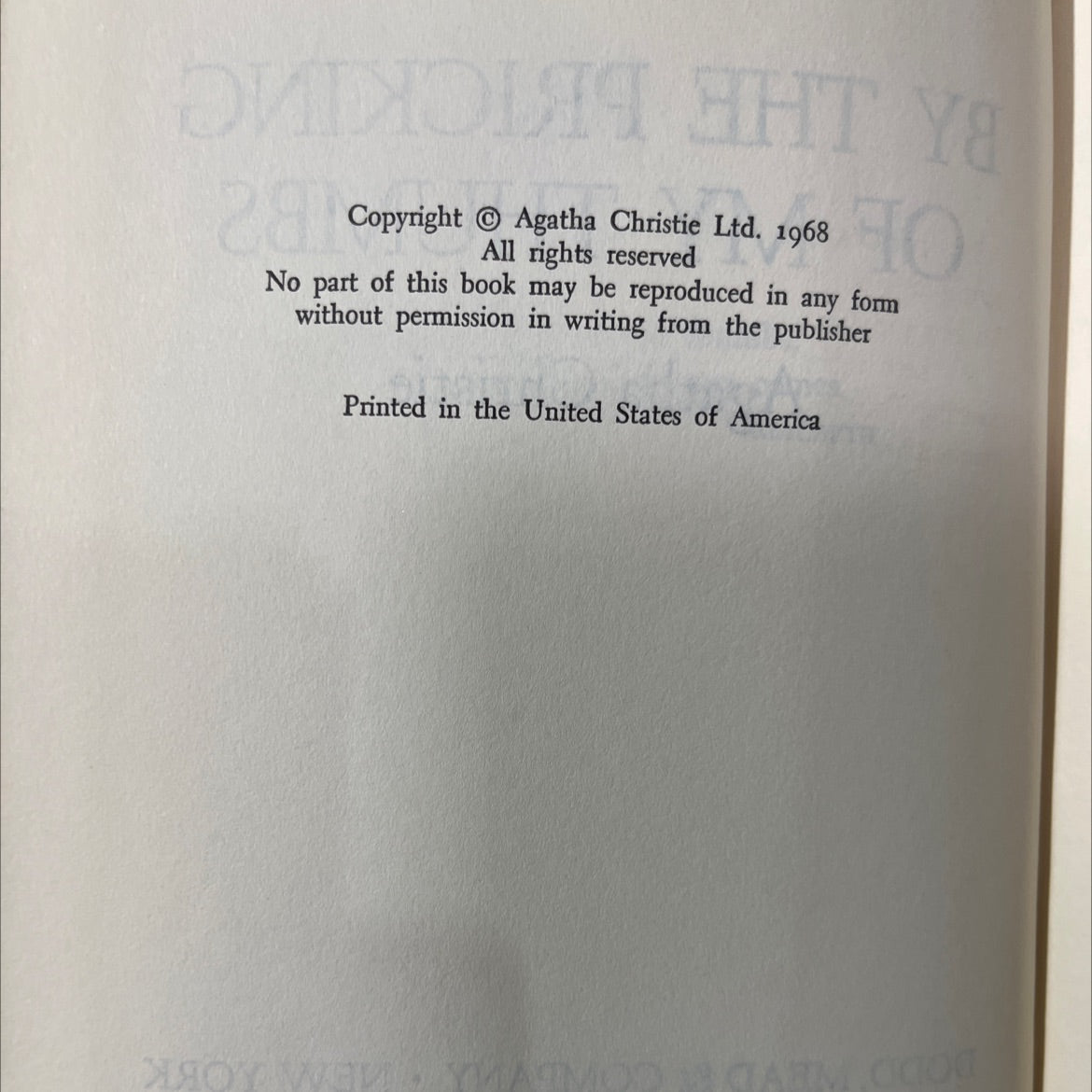 macbeth by the pricking of my thumbs book, by Agatha Christie, 1968 Hardcover image 3