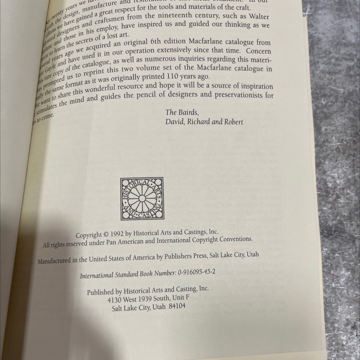macfarlane's castings vol.i book, by the bairds, david, richard and robert, 1992 Hardcover image 3