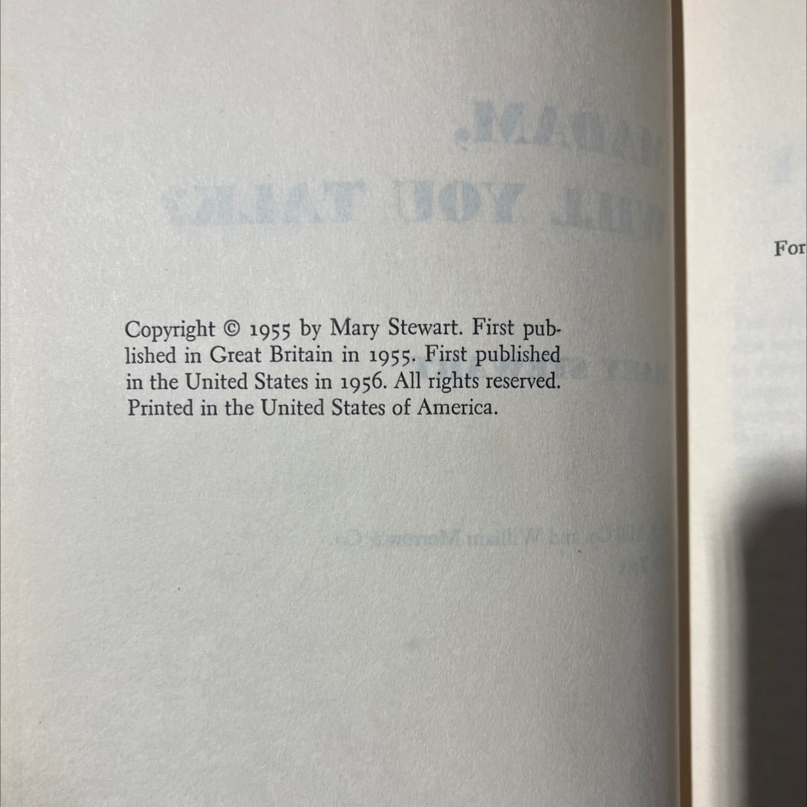 madam, will you talk? book, by Mary Stewart, 1956 Hardcover image 3