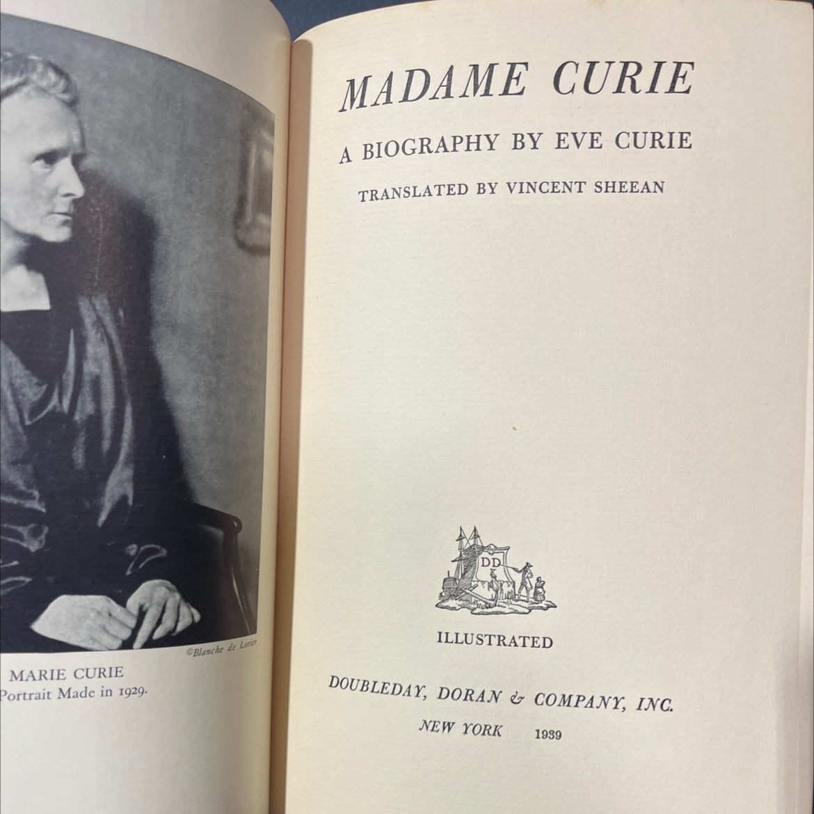 madame curie a biography book, by eve curie, 1939 Hardcover image 2