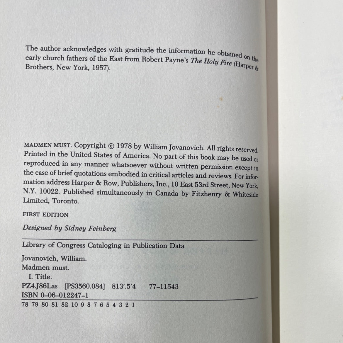 madmen must book, by william jovanovich, 1978 Hardcover image 3