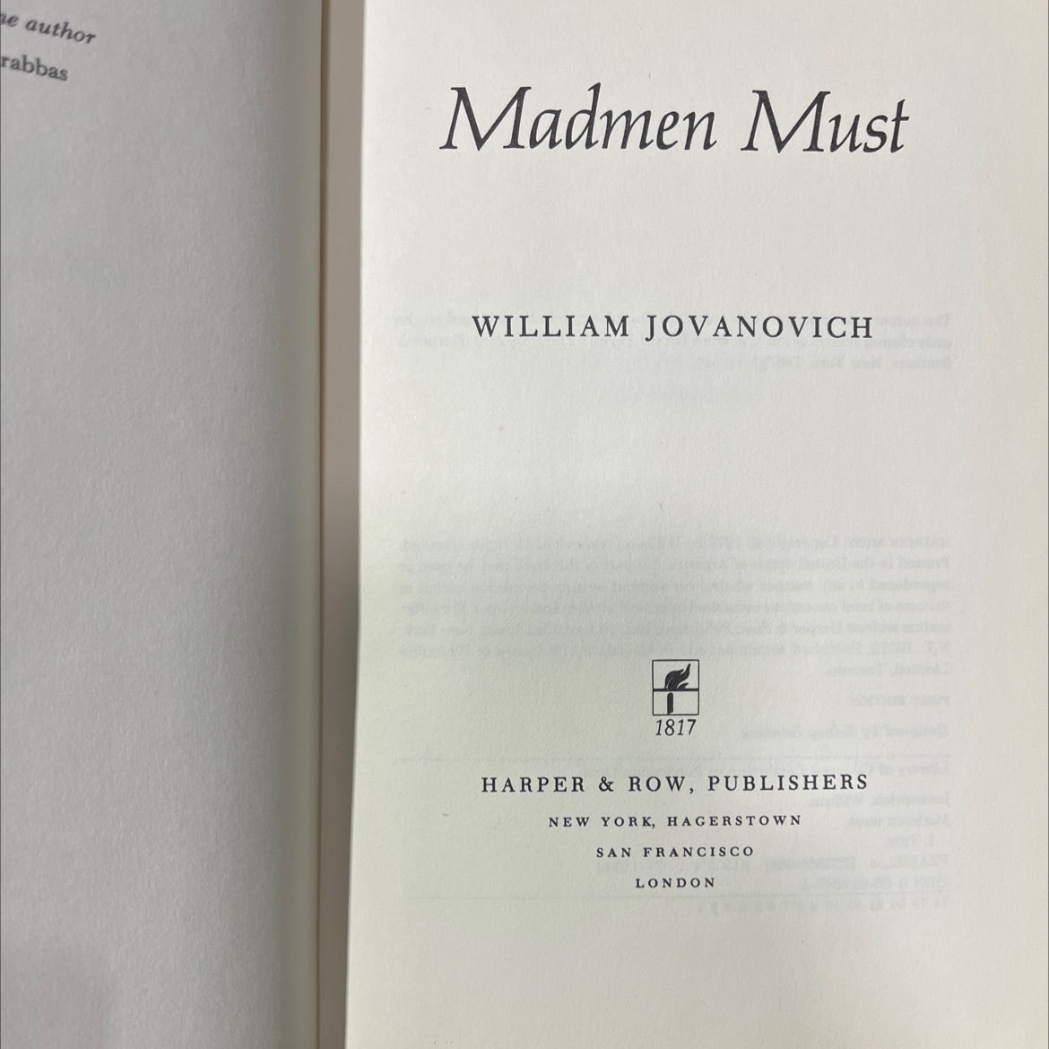 madmen must book, by william jovanovich, 1978 Hardcover image 2