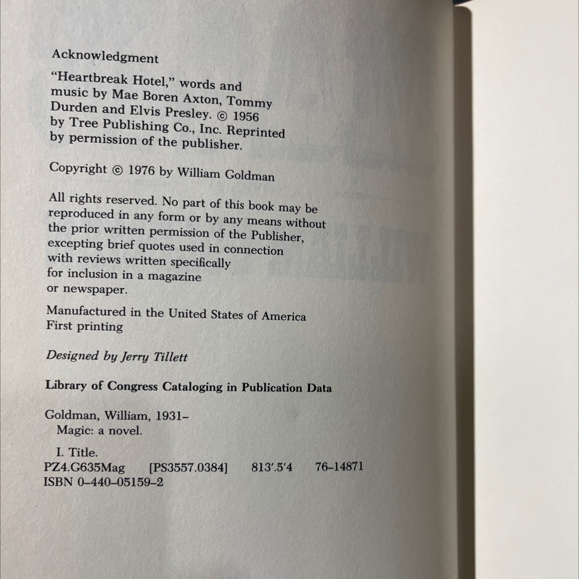 magic book, by william goldman, 1976 Hardcover image 3