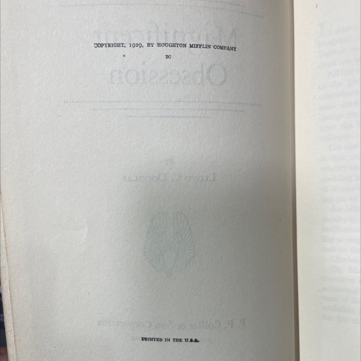 magnificent obsession book, by lloyd c. douglas, 1929 Hardcover image 3