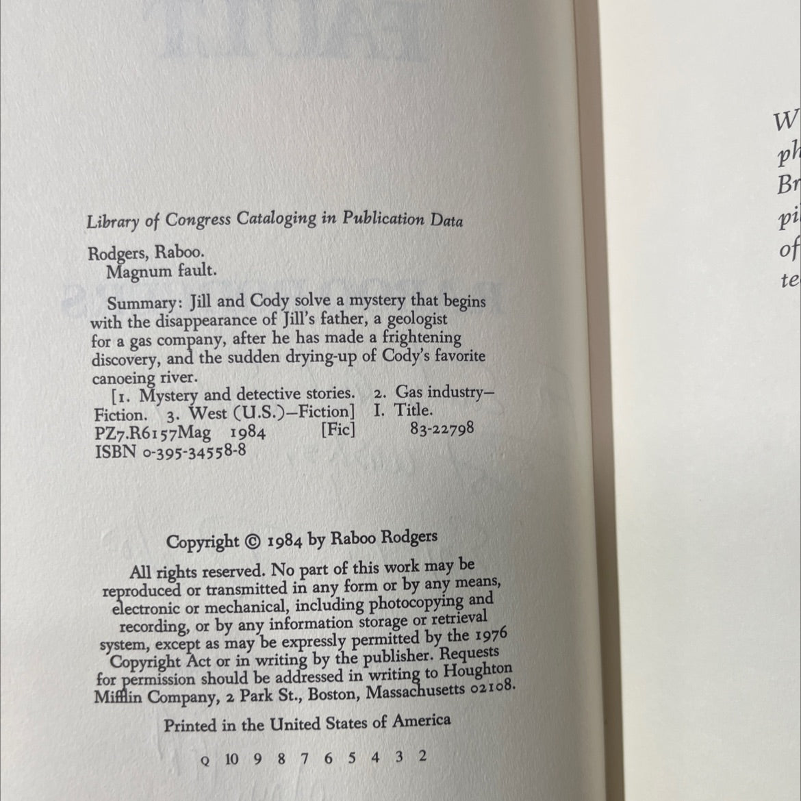 SIGNED magnum fault book, by raboo rodgers, 1988 Hardcover image 3