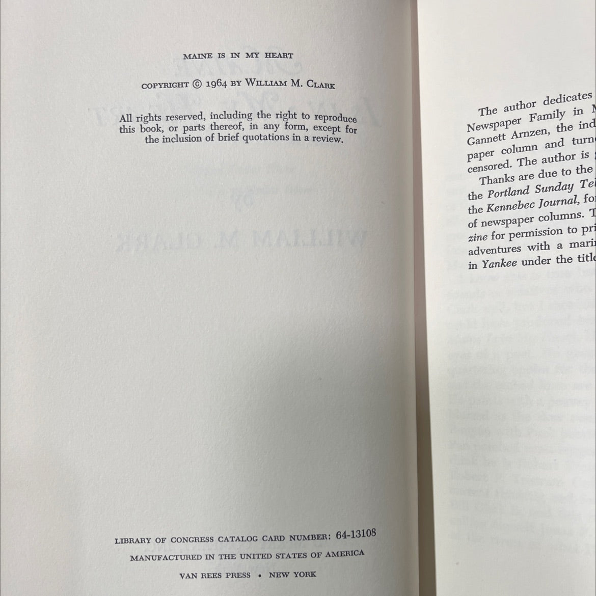 SIGNED maine is in my heart book, by william m. clark, 1964 Hardcover image 3