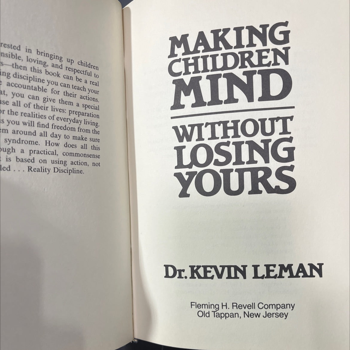 making children mind without losing yours book, by Dr. Kevin Leman, 1984 Hardcover image 2