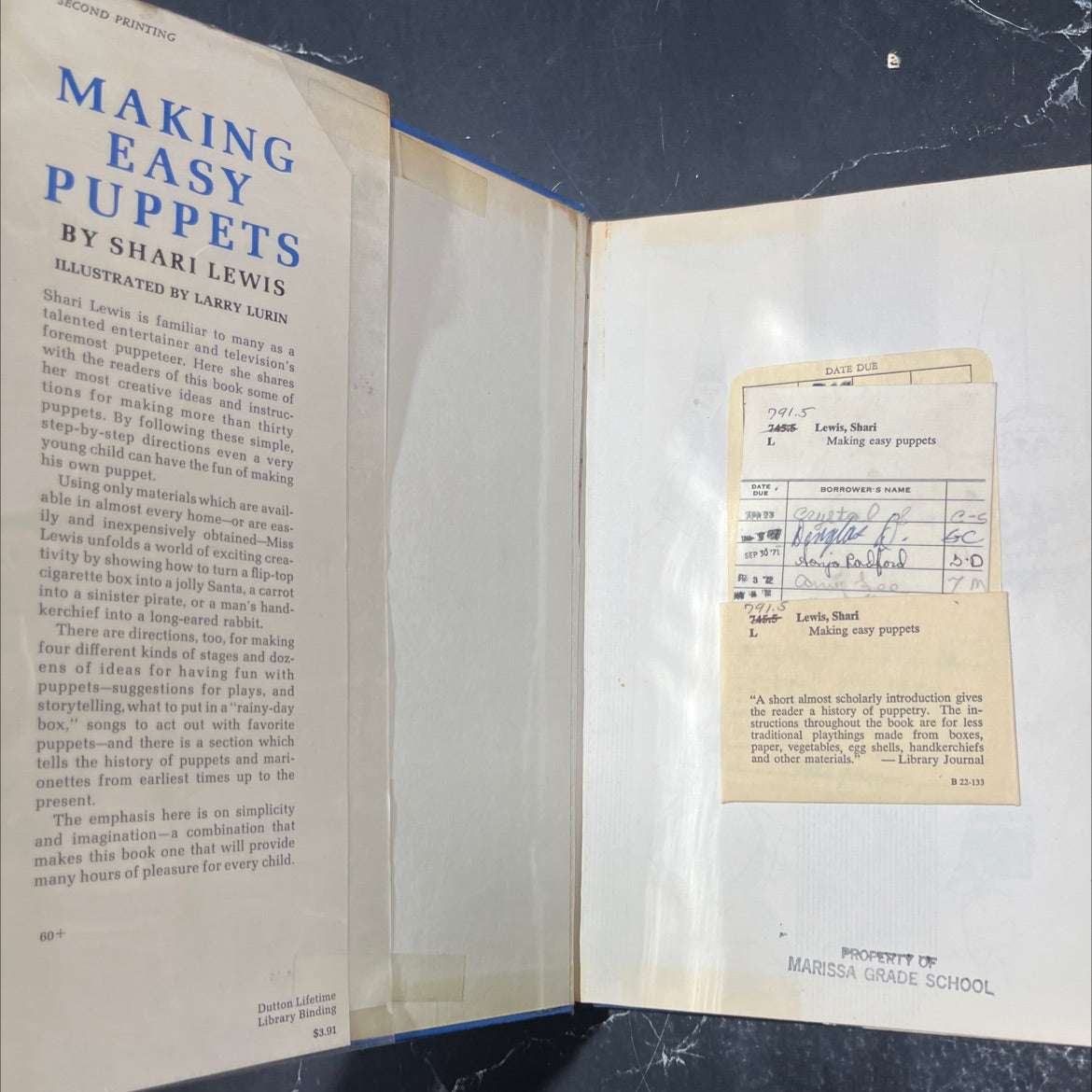 making easy puppets book, by Shari Lewis, 1970 Hardcover image 4
