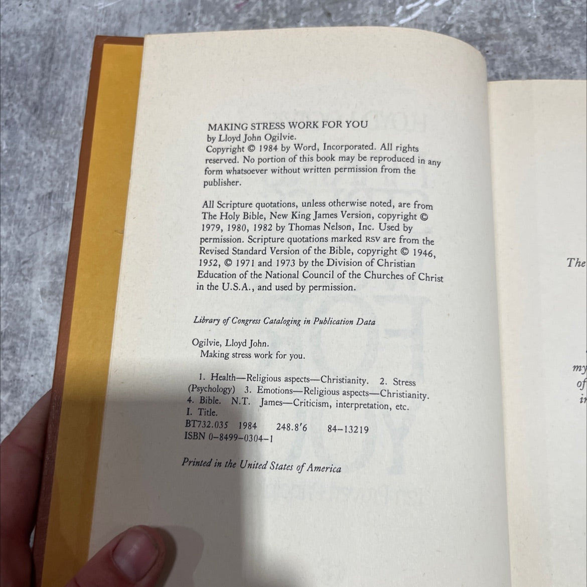 making stress work for you book, by lloyd j. ogilvie, 1984 Hardcover image 3