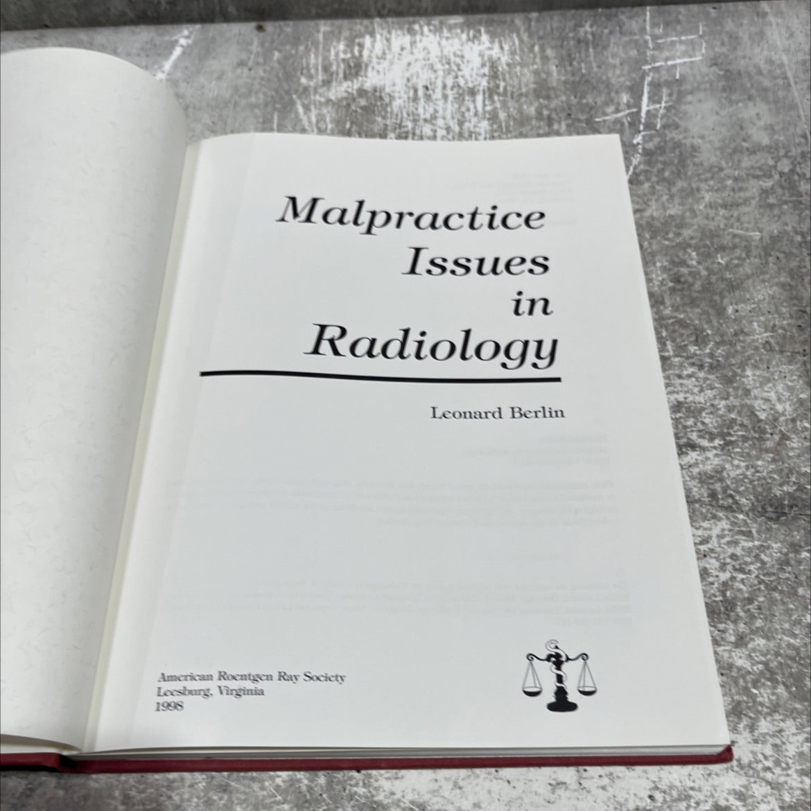 malpractice issues in radiology book, by leonard berlin, 1998 Hardcover image 2