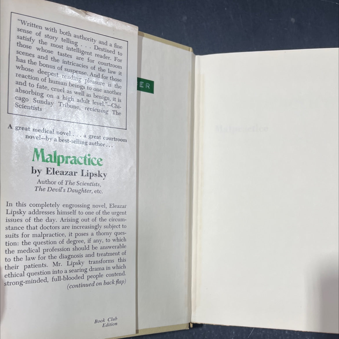 malpractice book, by Eleazar Lipsky, 1972 Hardcover image 4