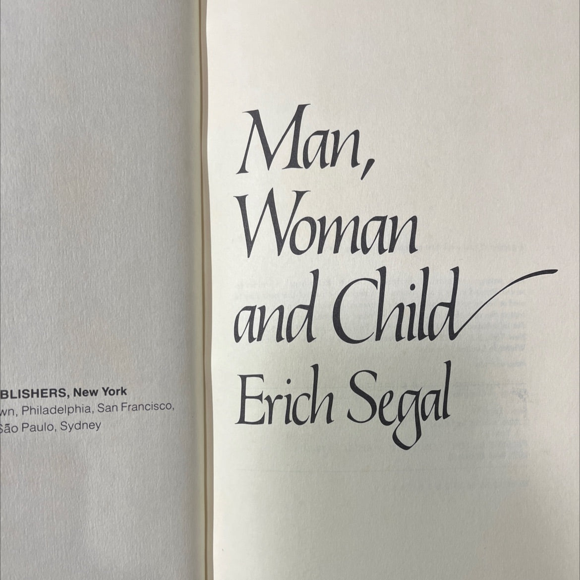 man, woman and child book, by Erich Segal, 1980 Hardcover image 2