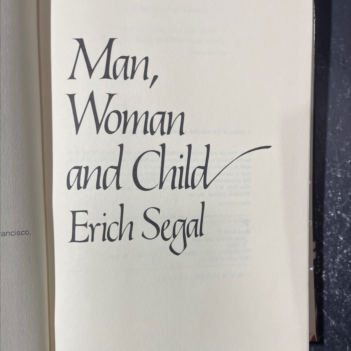 man, woman and child book, by Erich Segal, 1980 Hardcover image 2