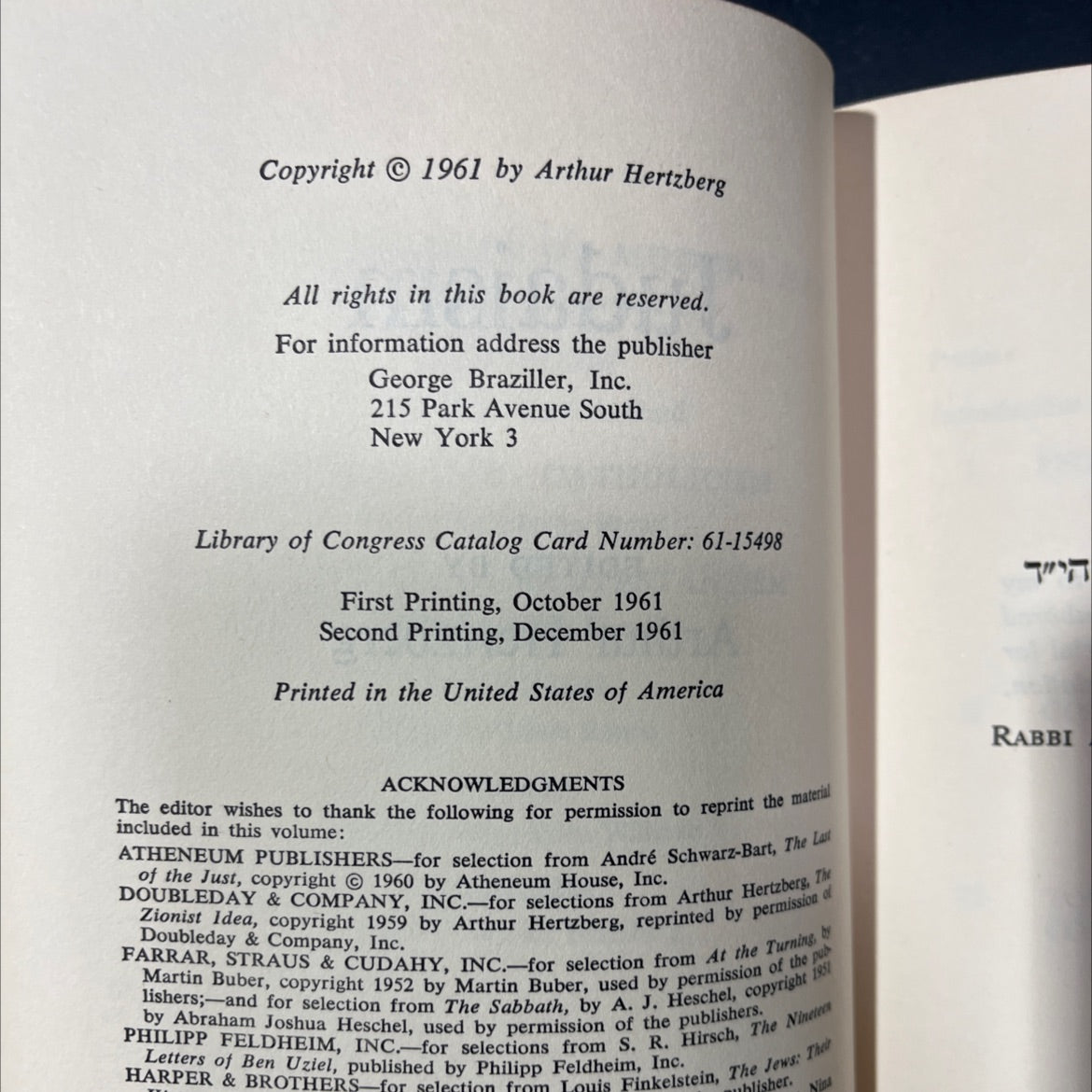 man and god in judaism book, by Arthur Hertzberg, 1962 Hardcover image 3