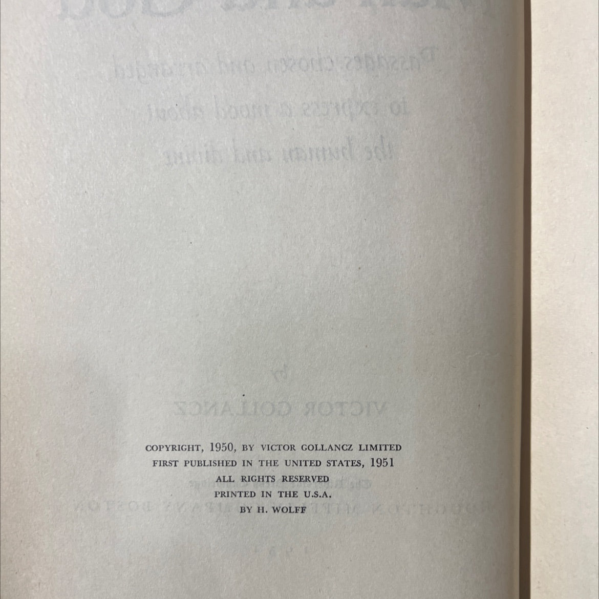 man and god passages chosen and arranged to express a mood about the human and divine book, by victor gollancz, 1951 image 3