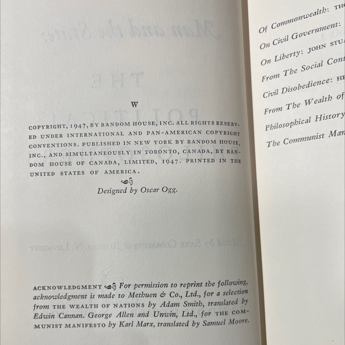 man and the state: the political philosophers book, by unknown, 1947 Hardcover image 3