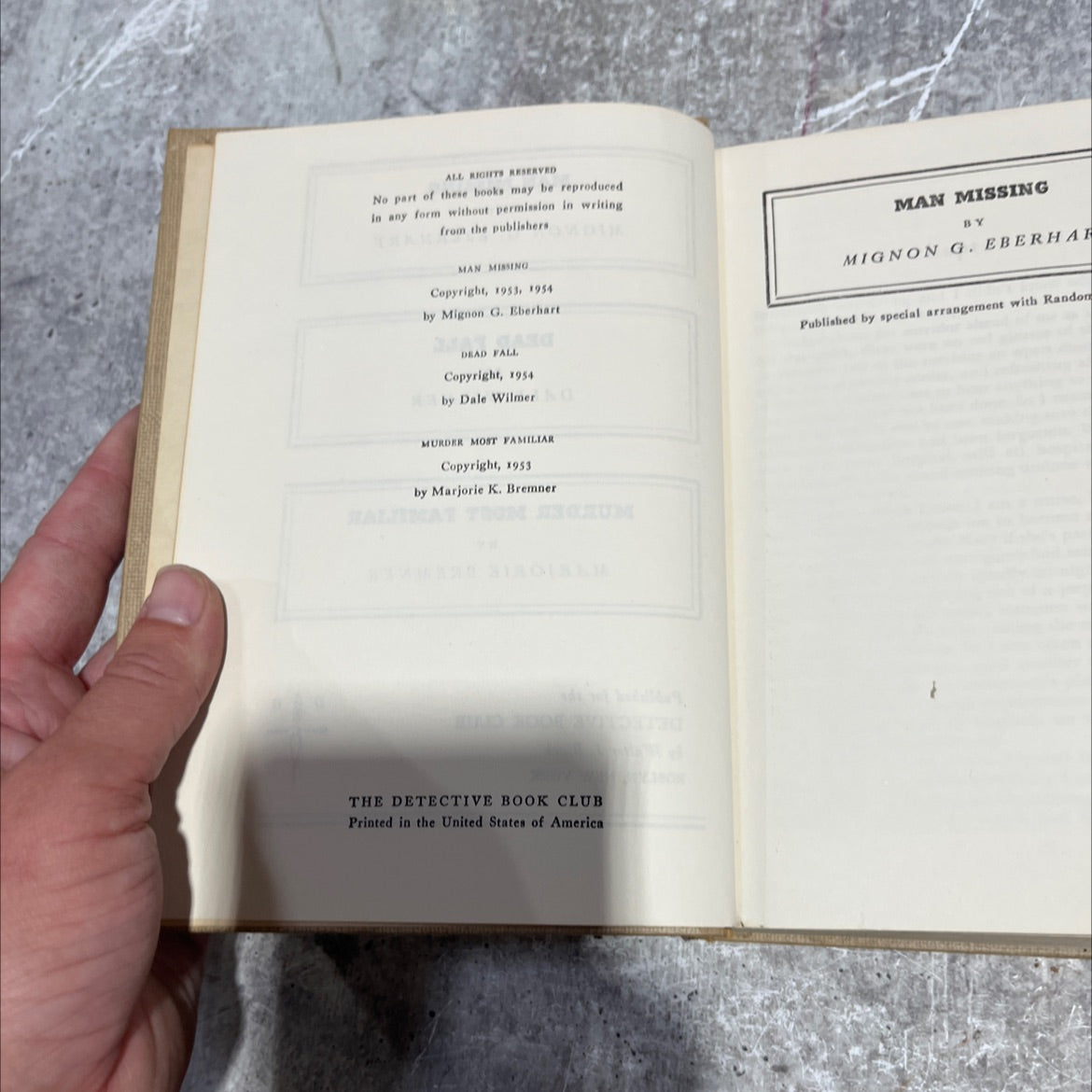 man missing book, by Mignon G. Eberhart, 1954 Hardcover image 3