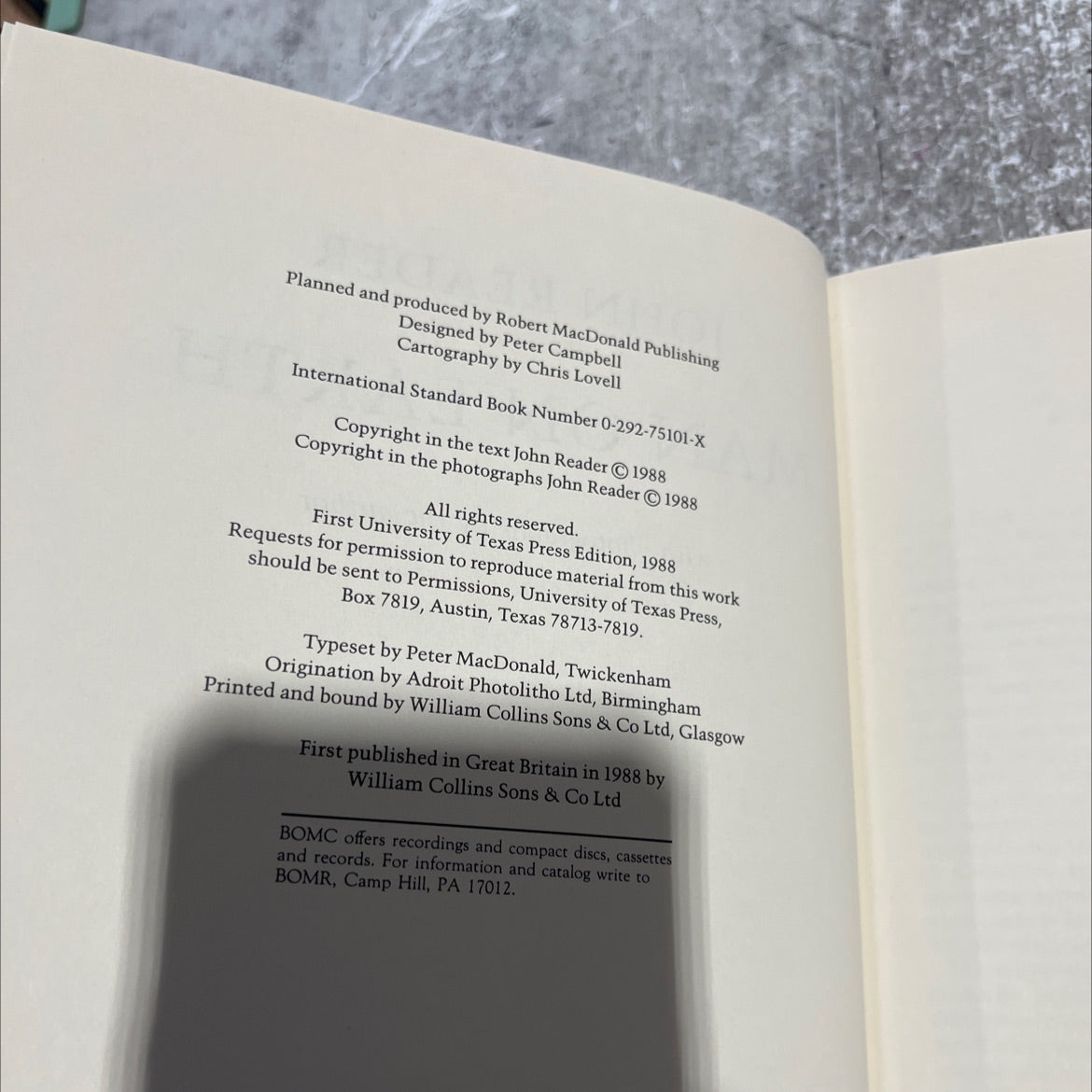 man on earth book, by john reader, 1988 Hardcover image 3
